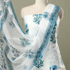  3pc Block Print Cotton Sanganeri Dress Material
