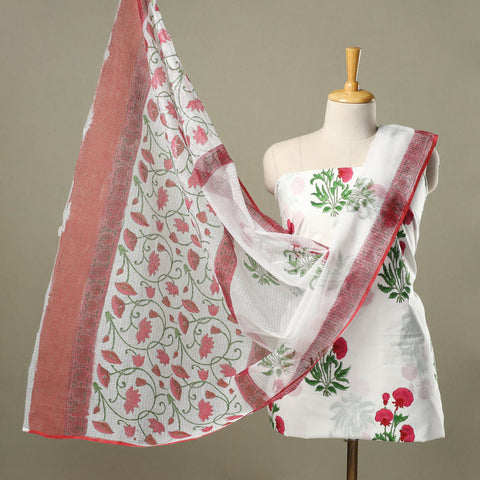  3pc Block Print Cotton Sanganeri Dress Material