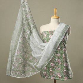  3pc Block Print Cotton Sanganeri Dress Material