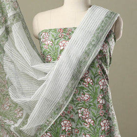  3pc Block Print Cotton Sanganeri Dress Material