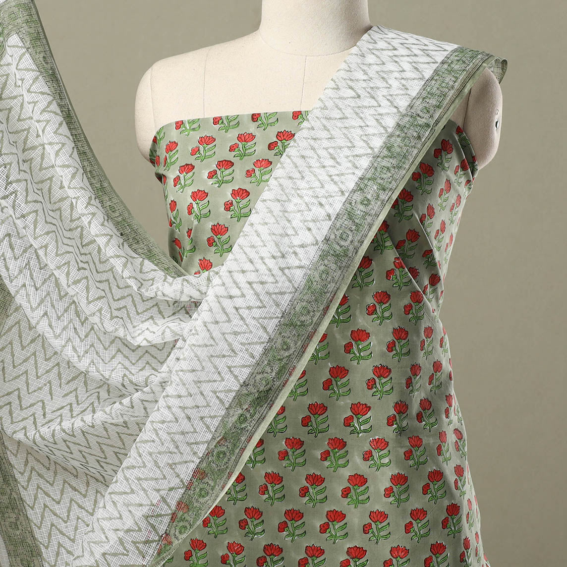 3pc cotton sanganeri unstitched dress material 13