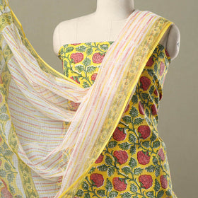  3pc Block Print Cotton Sanganeri Dress Material
