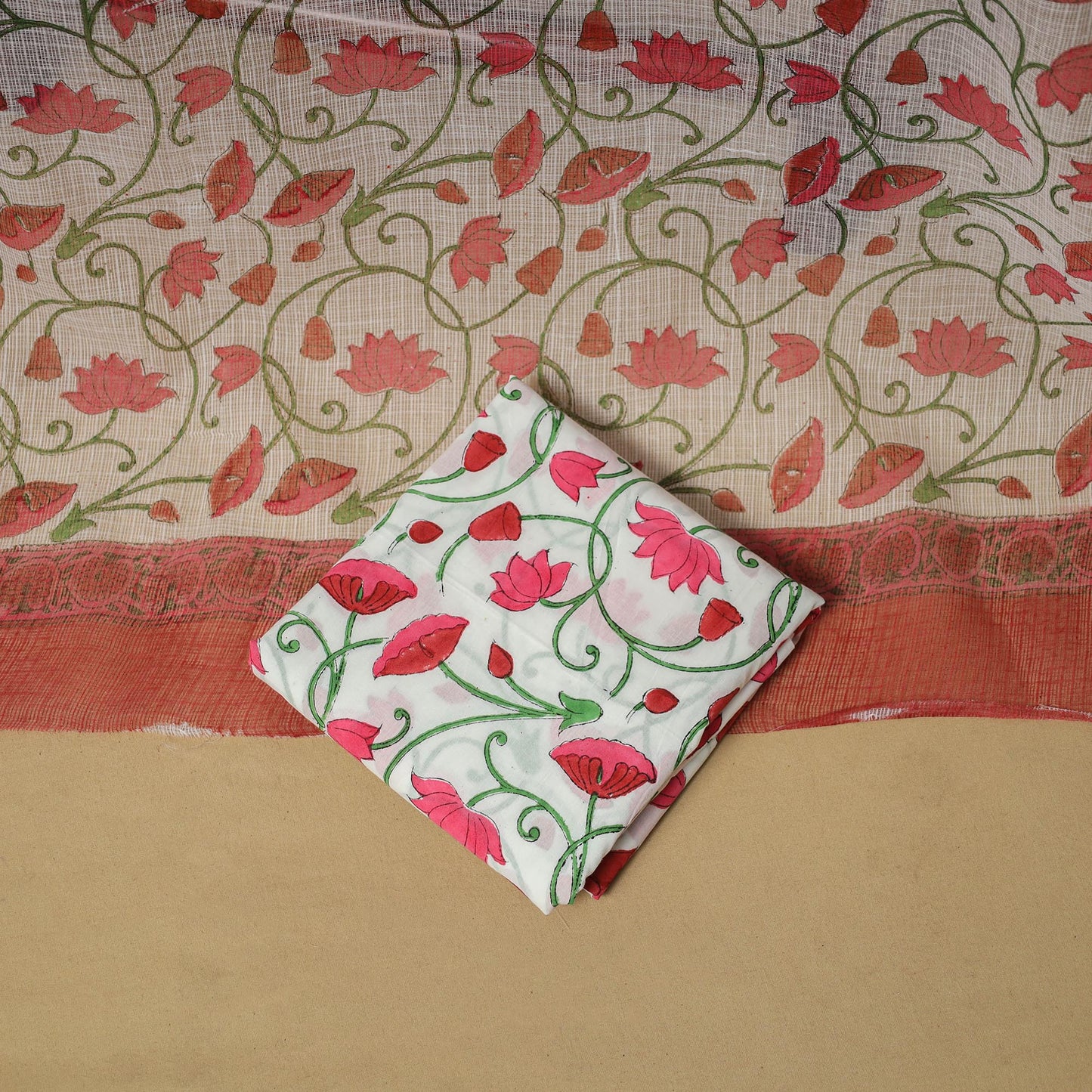 3pc cotton sanganeri unstitched dress material 16