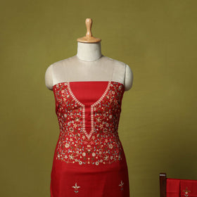 3pc embroidered merino wool unstitched dress material 11