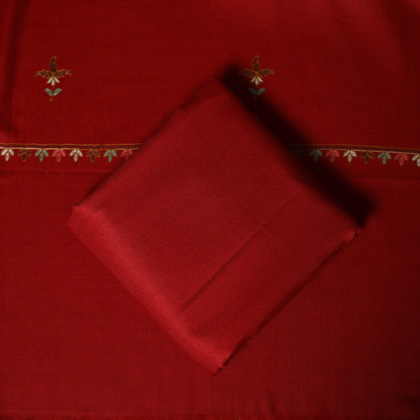 3pc embroidered merino wool unstitched dress material 11