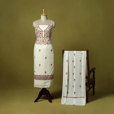 3pc embroidered merino wool unstitched dress material 12