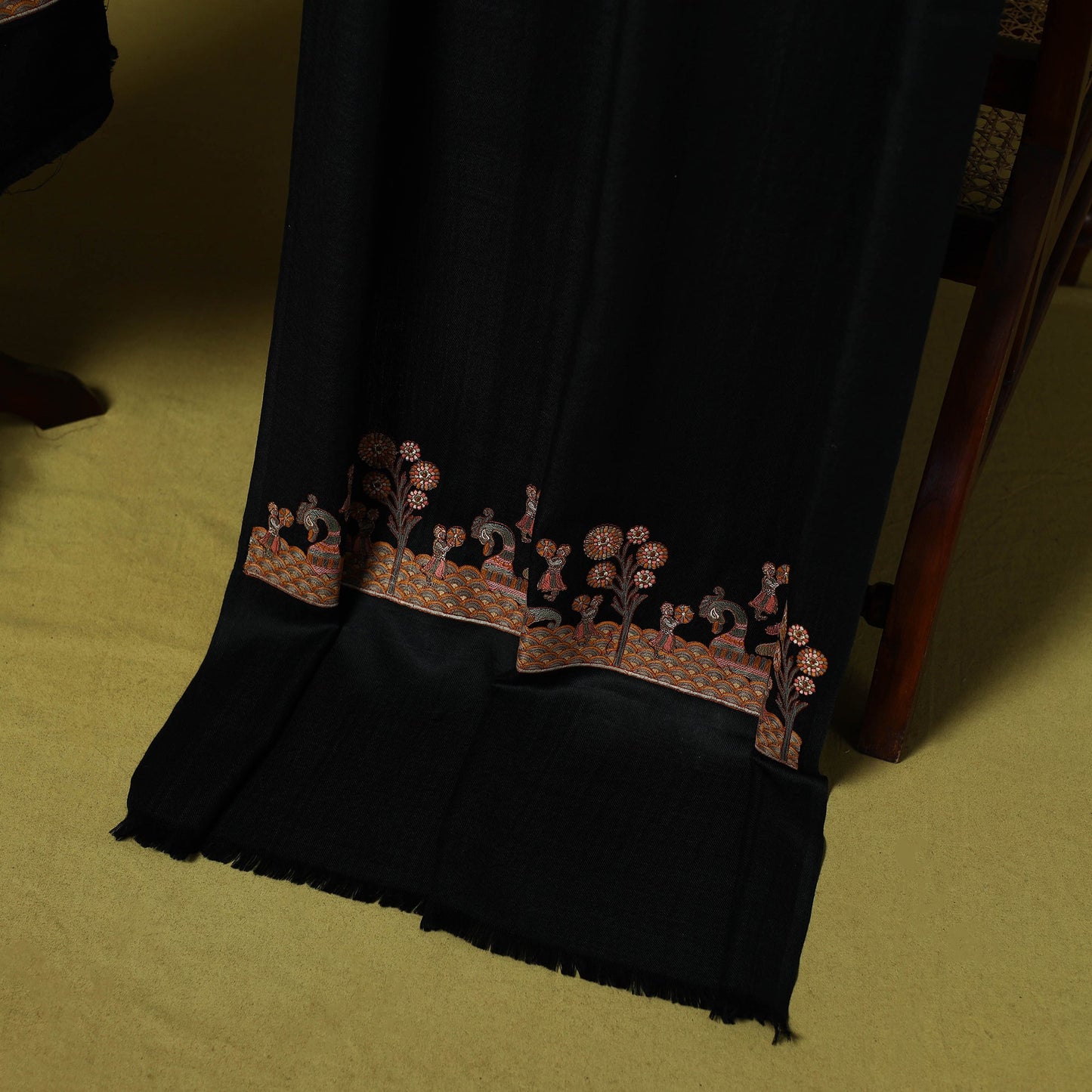 3pc embroidered merino wool unstitched dress material 14