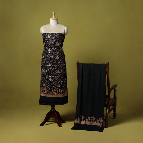 3pc embroidered merino wool unstitched dress material 14