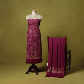 3pc embroidered merino wool unstitched dress material 15