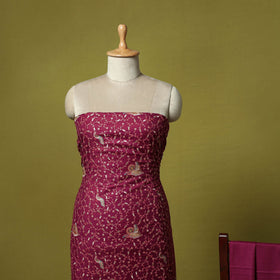 3pc embroidered merino wool unstitched dress material 15