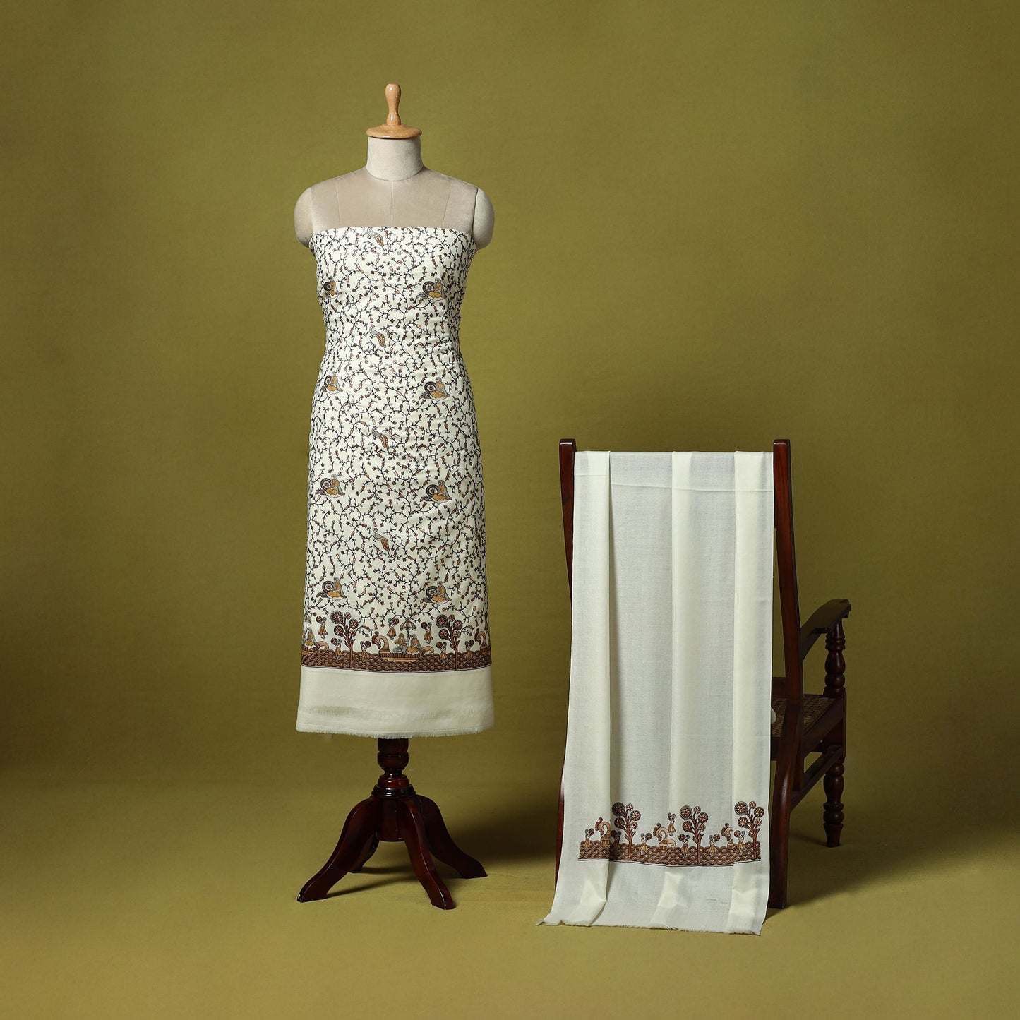 3pc embroidered merino wool unstitched dress material 16