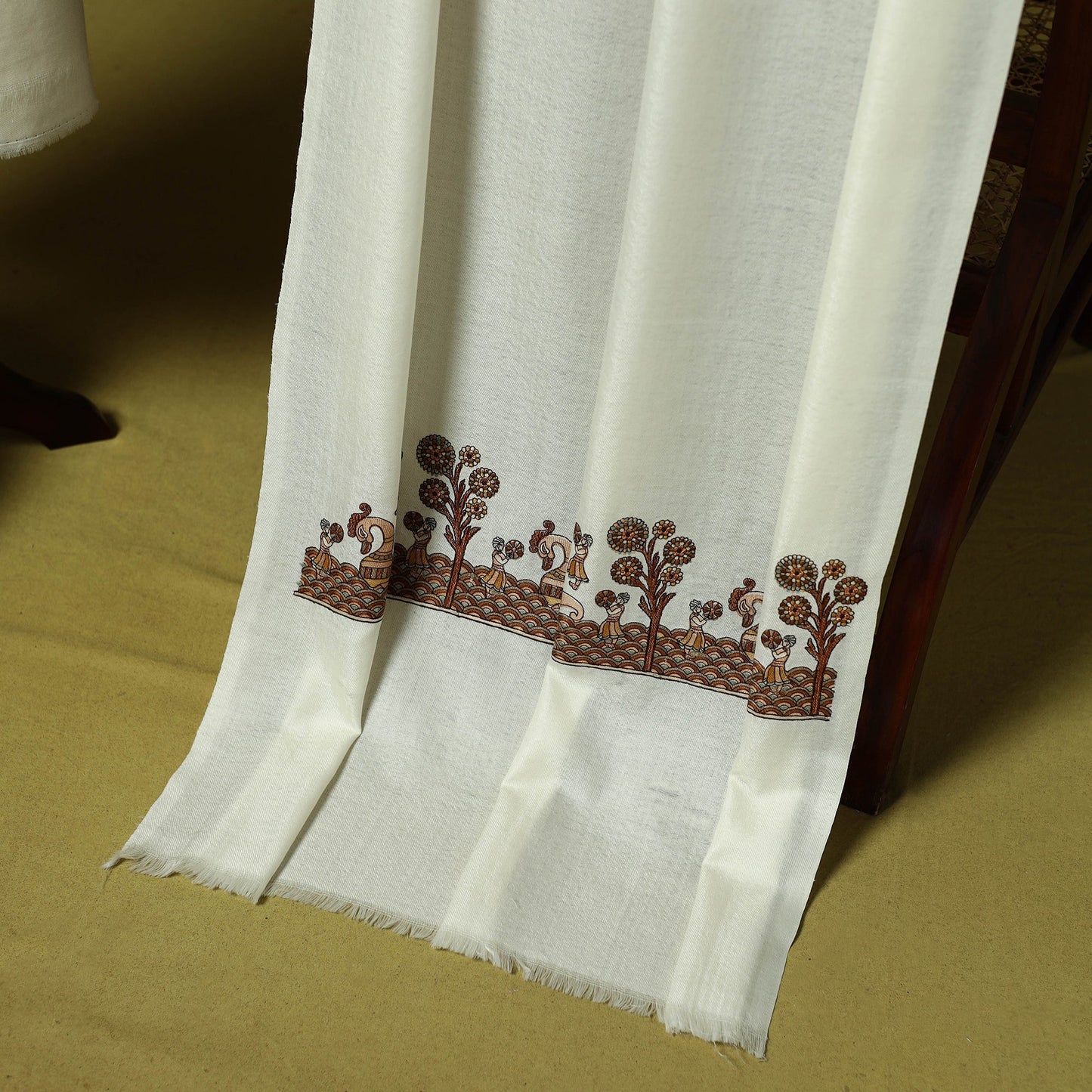 3pc embroidered merino wool unstitched dress material 16