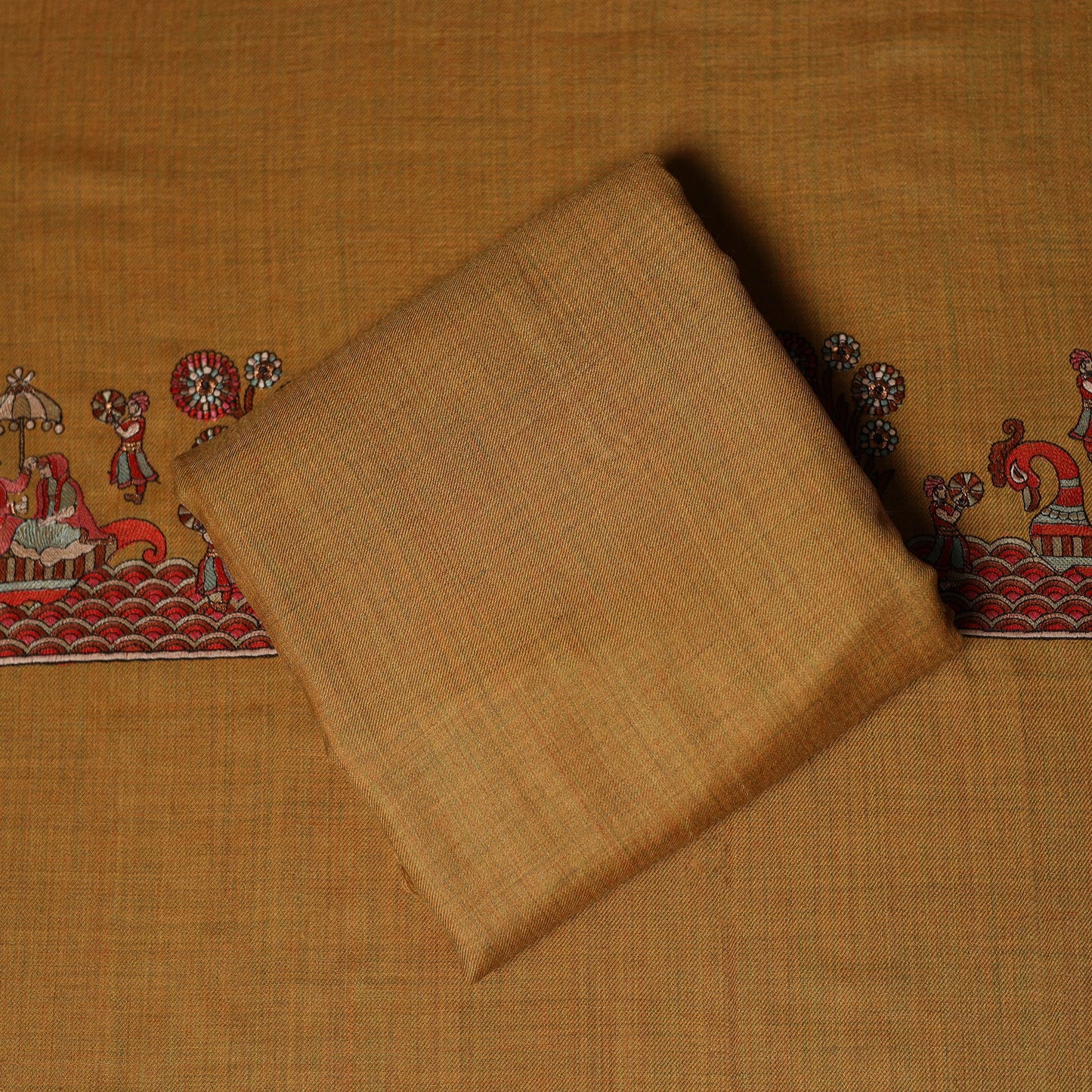 3pc embroidered merino wool unstitched dress material 17