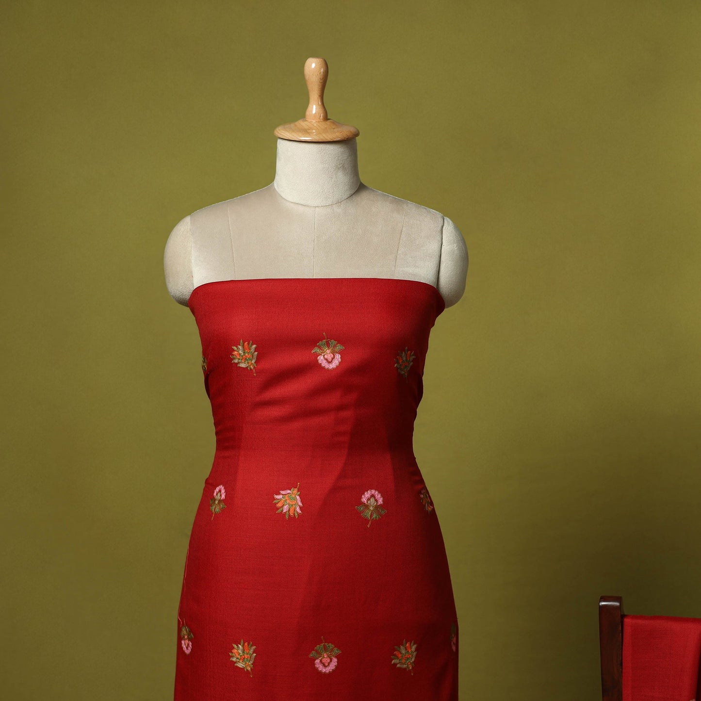 3pc embroidered merino wool unstitched dress material 64