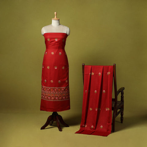 3pc embroidered merino wool unstitched dress material 64