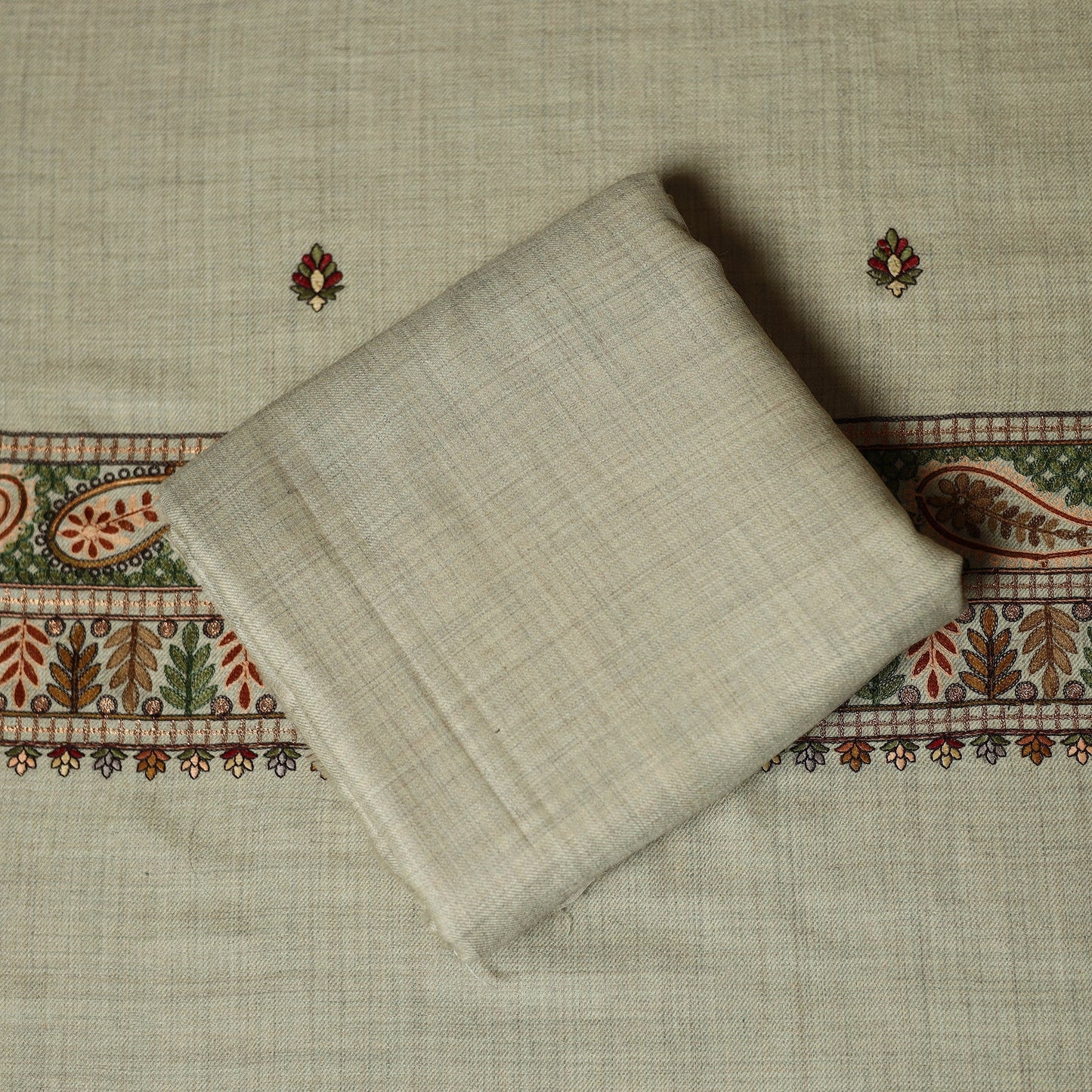 3pc heavy chain stitch embroidered merino wool unstitched