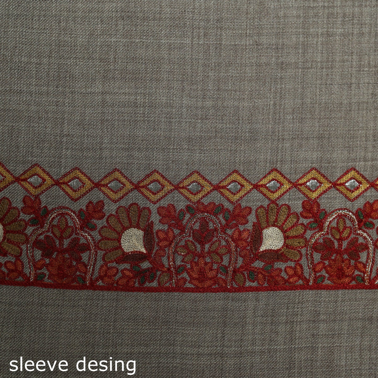 3pc heavy chain stitch embroidered merino wool unstitched