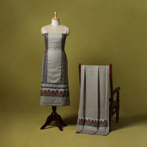 3pc heavy chain stitch embroidered merino wool unstitched