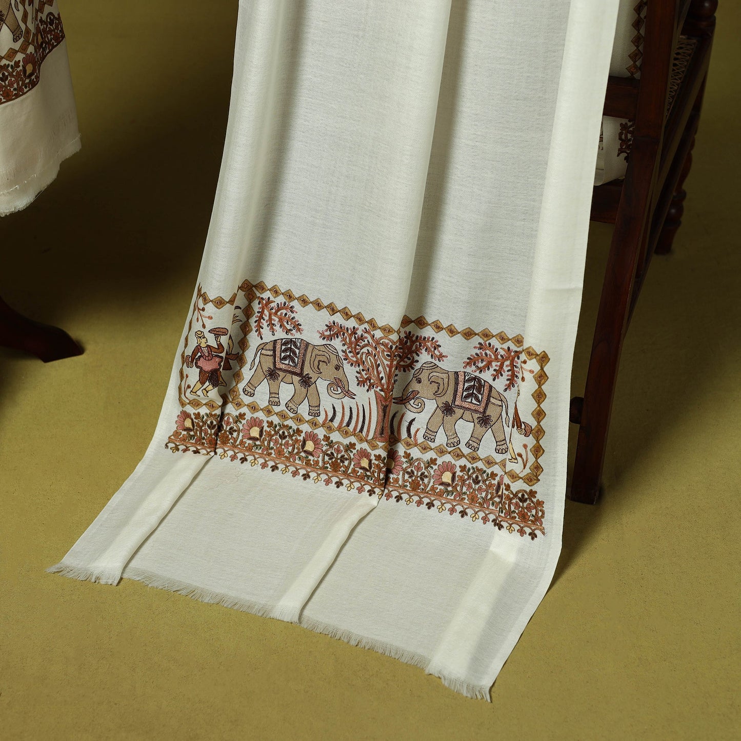 3pc heavy chain stitch embroidered merino wool unstitched