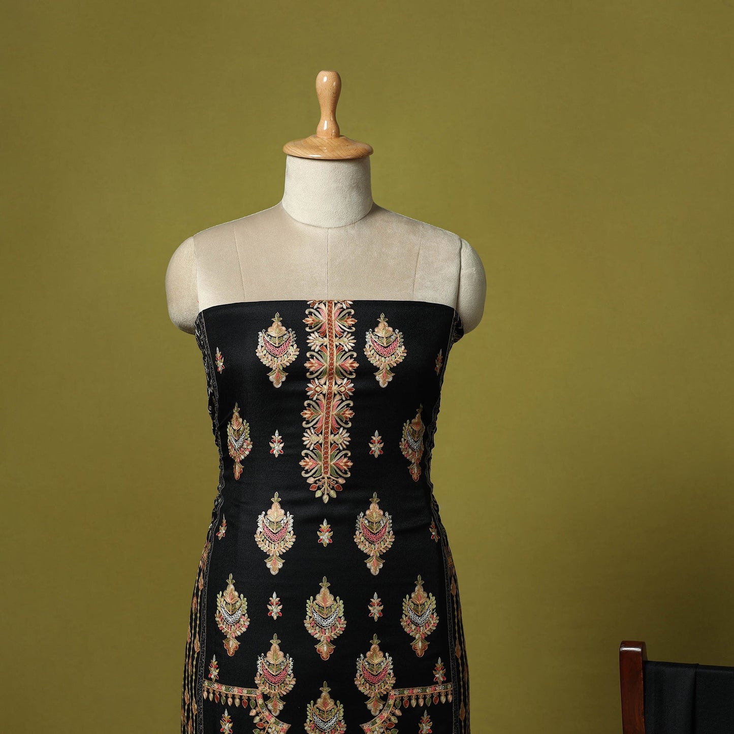 3pc heavy chain stitch embroidered merino wool unstitched