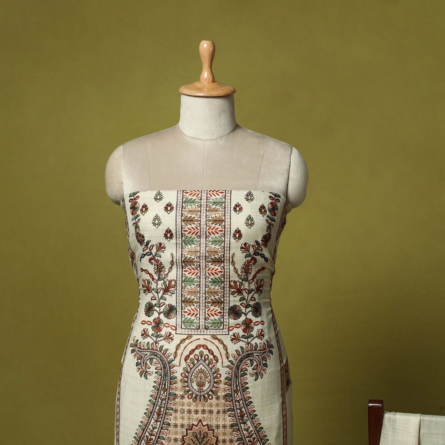 3pc heavy chain stitch embroidered merino wool unstitched