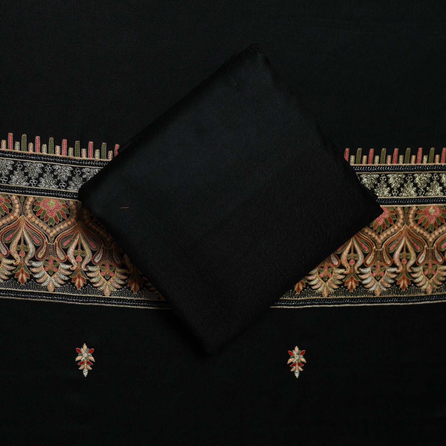 3pc heavy chain stitch embroidered merino wool unstitched