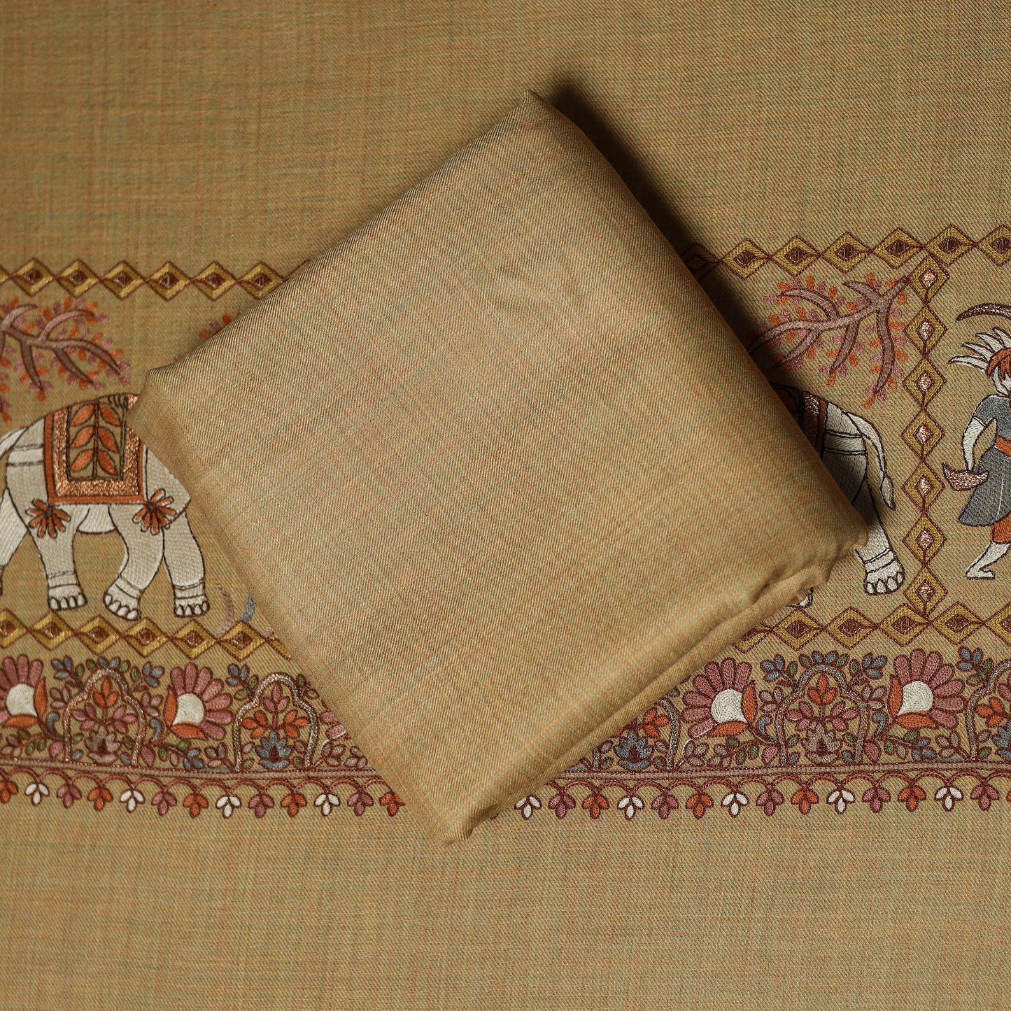 3pc heavy chain stitch embroidered merino wool unstitched