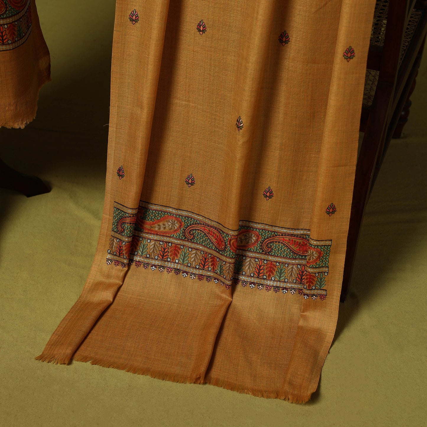 3pc heavy chain stitch embroidered merino wool unstitched