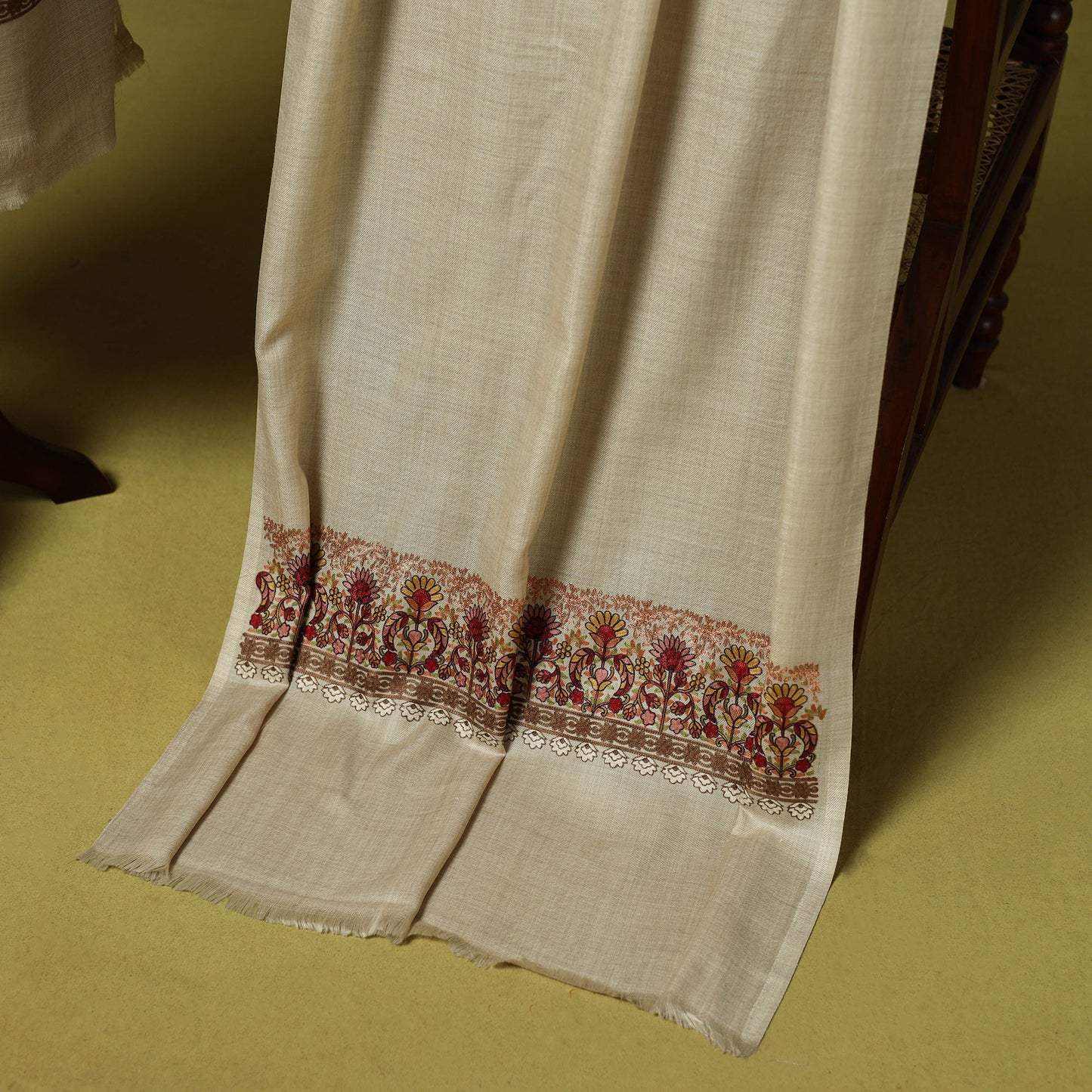 3pc heavy chain stitch embroidered merino wool unstitched