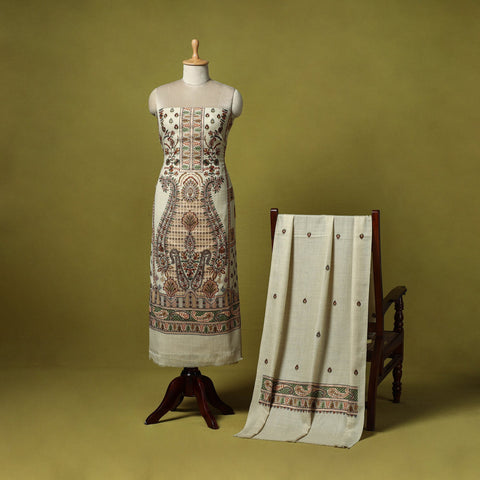 3pc heavy chain stitch embroidered merino wool unstitched