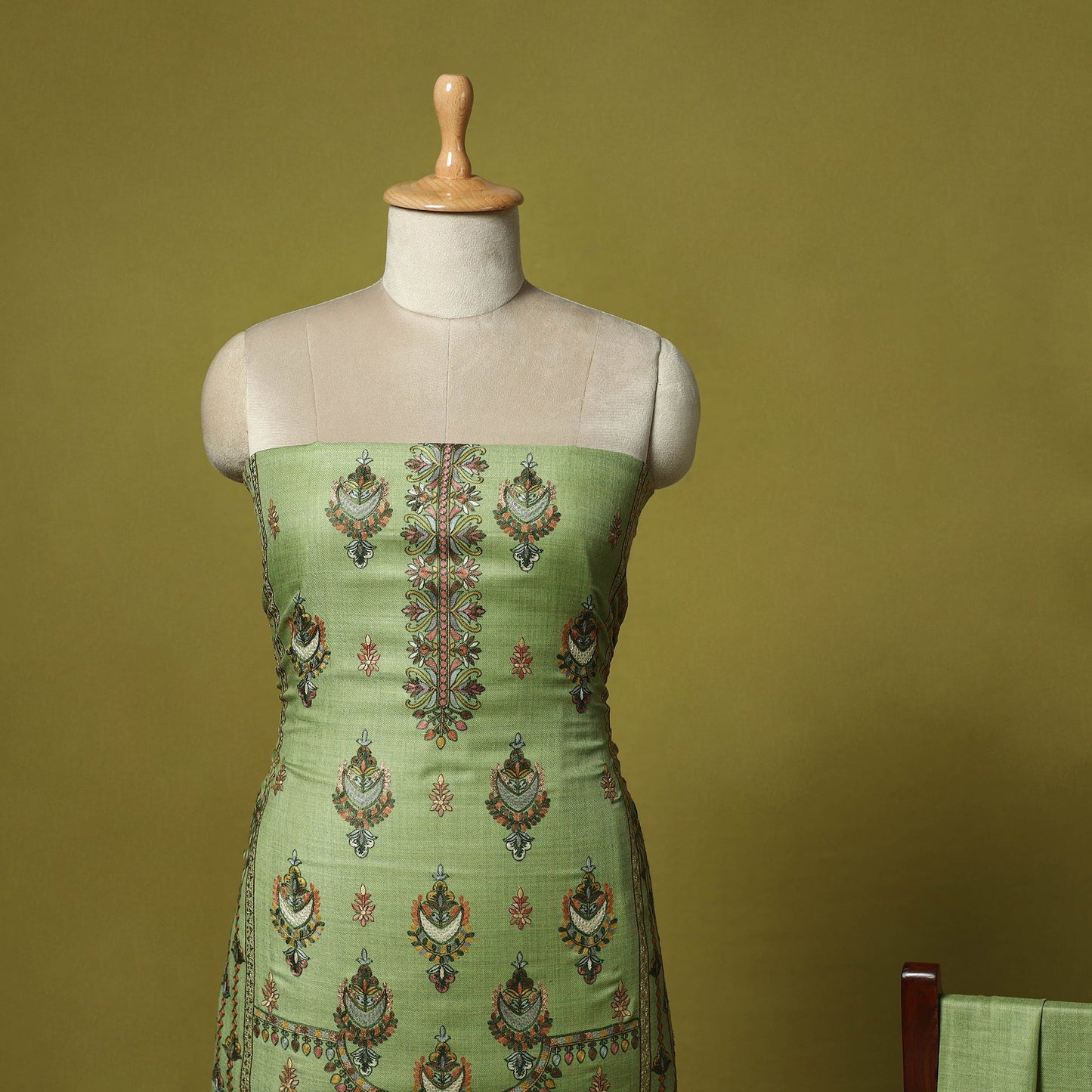 3pc heavy chain stitch embroidered merino wool unstitched