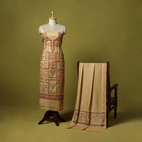 3pc heavy chain stitch embroidered merino wool unstitched