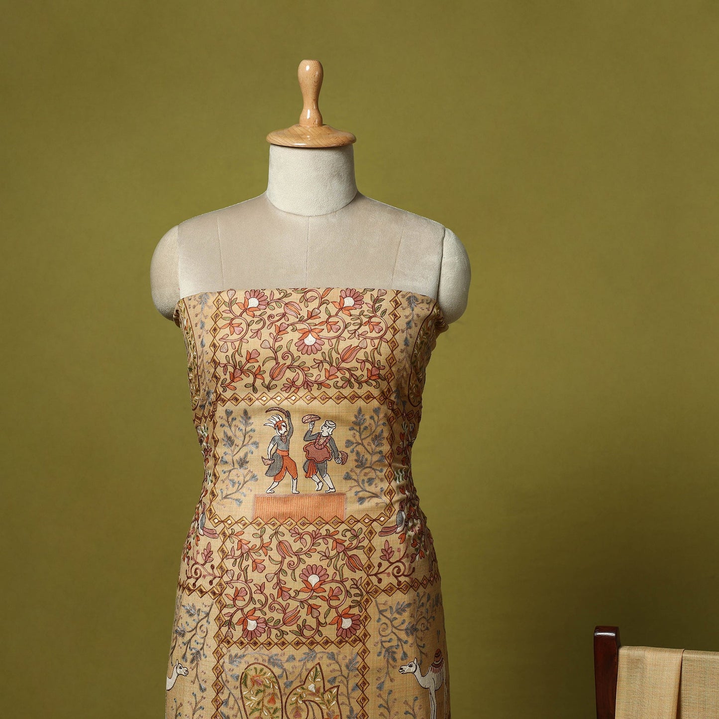 3pc heavy chain stitch embroidered merino wool unstitched