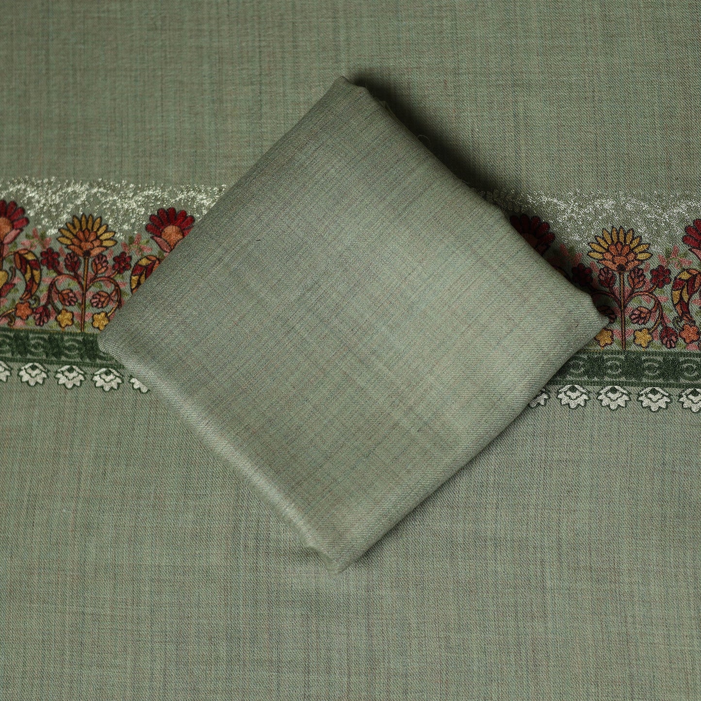 3pc heavy chain stitch embroidered merino wool unstitched