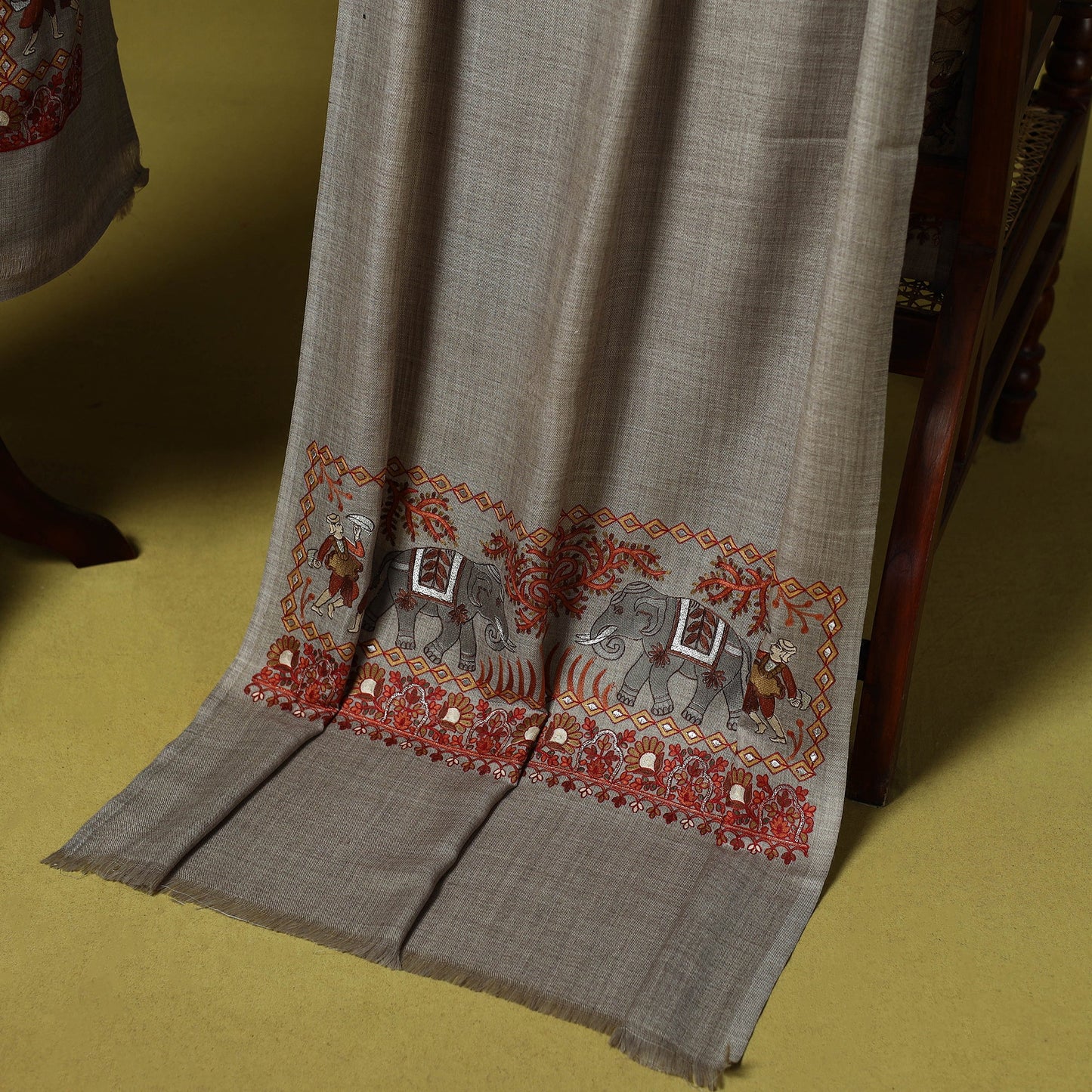 3pc heavy chain stitch embroidered merino wool unstitched