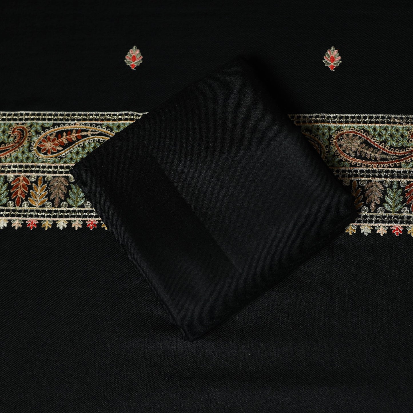 3pc heavy chain stitch embroidered merino wool unstitched