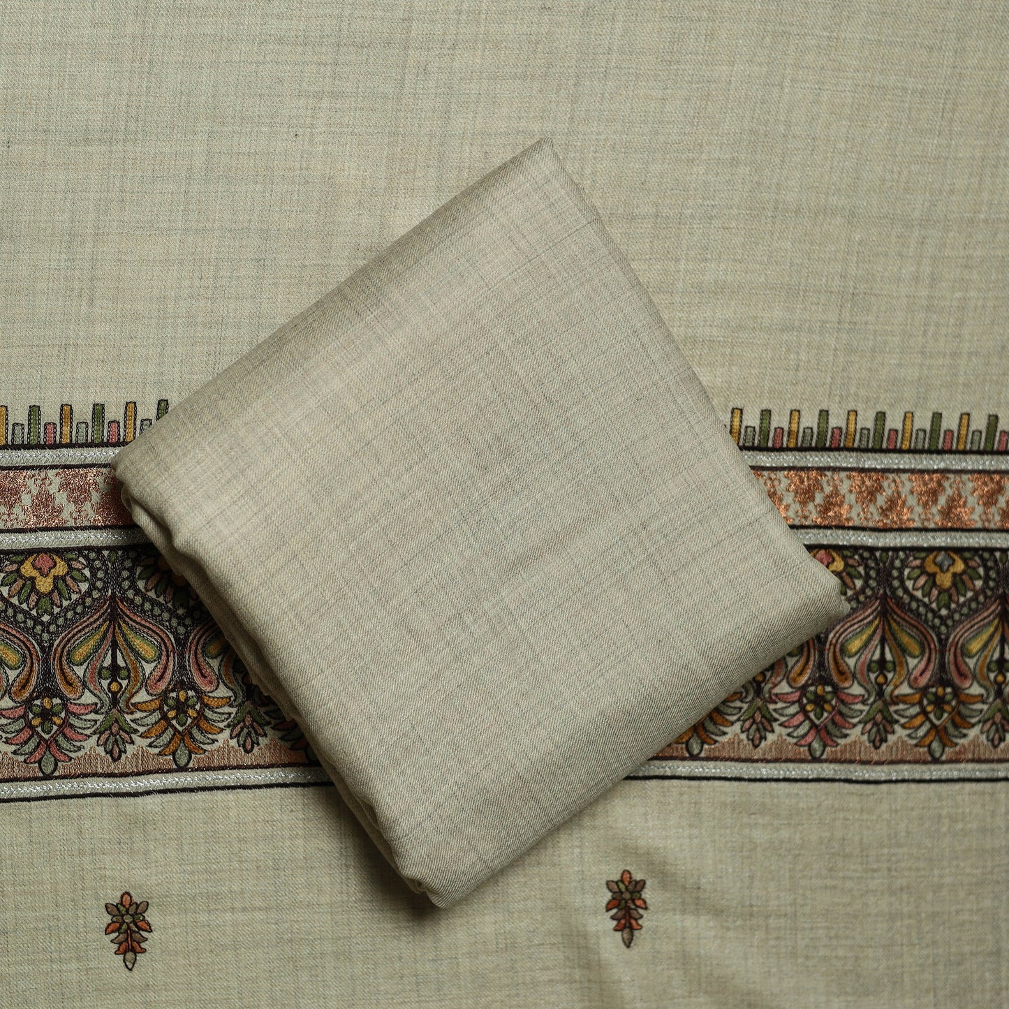 3pc heavy chain stitch embroidered merino wool unstitched