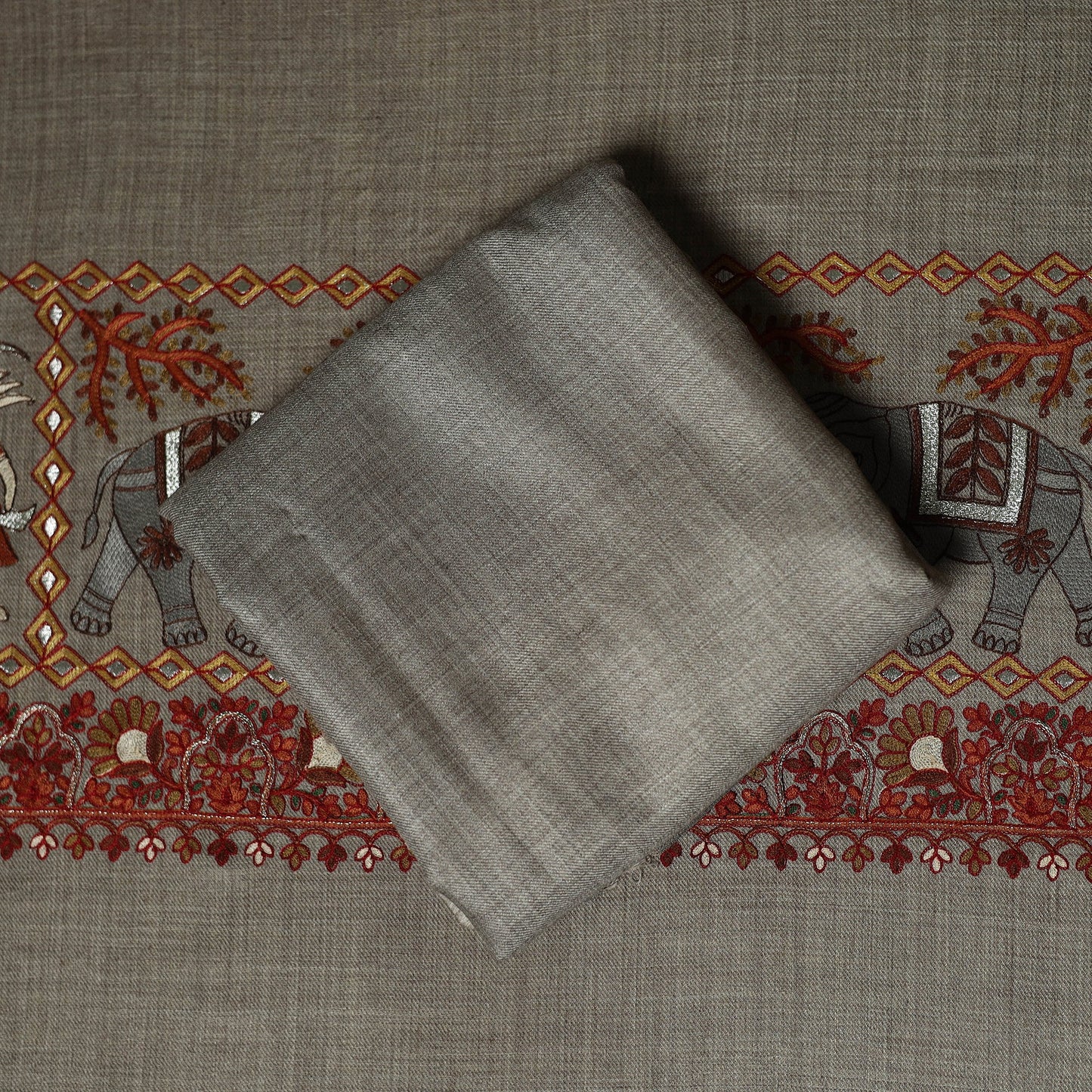 3pc heavy chain stitch embroidered merino wool unstitched