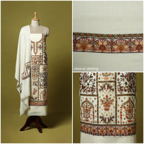 3pc heavy chain stitch embroidered merino wool unstitched