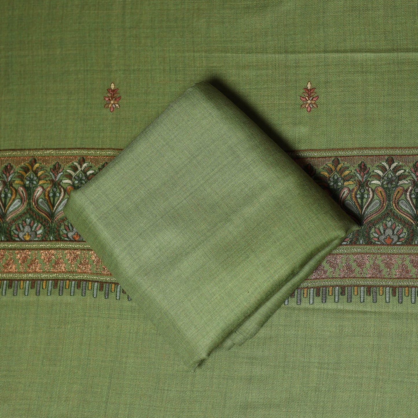 3pc heavy chain stitch embroidered merino wool unstitched