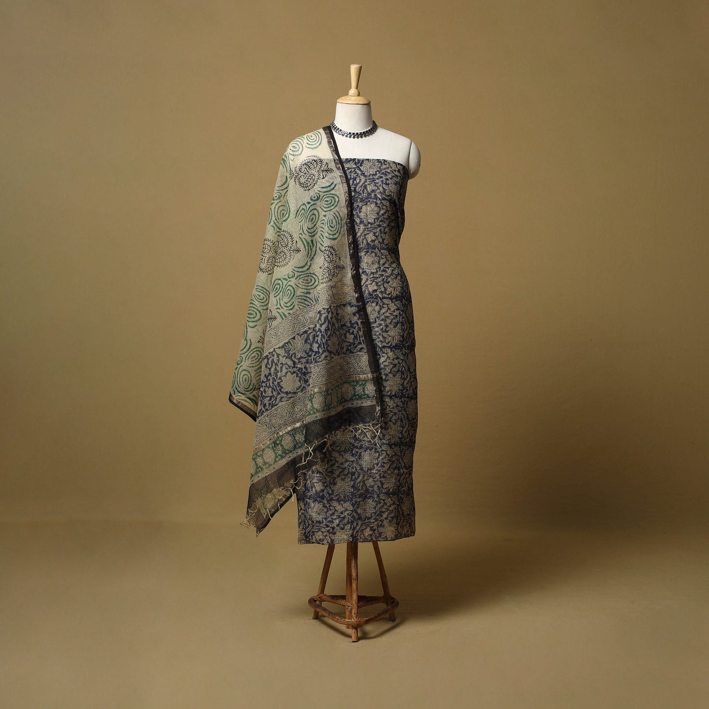 3pc kota doria cotton bagru unstitched dress material 28