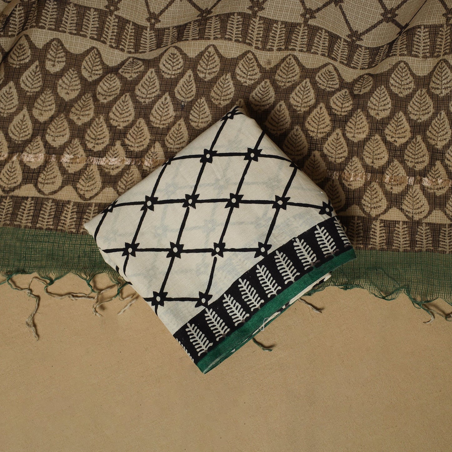 3pc kota doria cotton bagru unstitched dress material 29