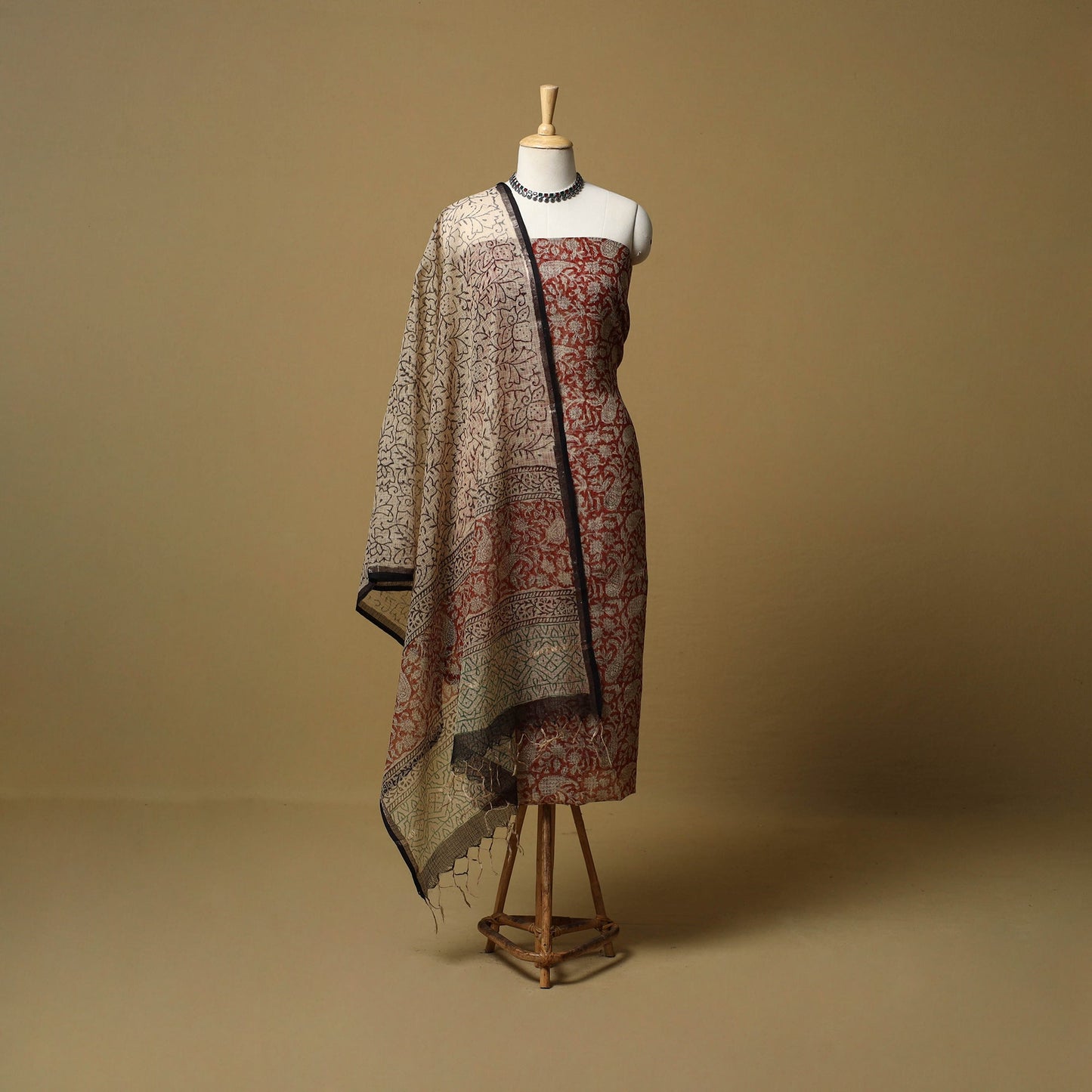 3pc kota doria cotton bagru unstitched dress material 30