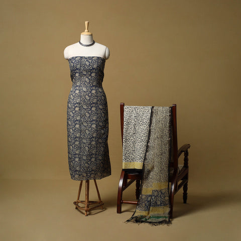 3pc kota doria cotton bagru unstitched dress material 31