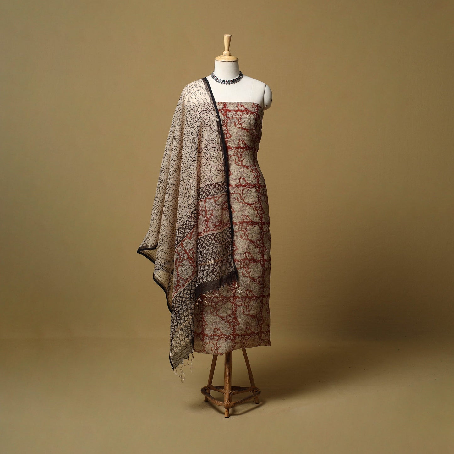 3pc kota doria cotton bagru unstitched dress material 32