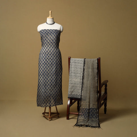 3pc kota doria cotton bagru unstitched dress material 33