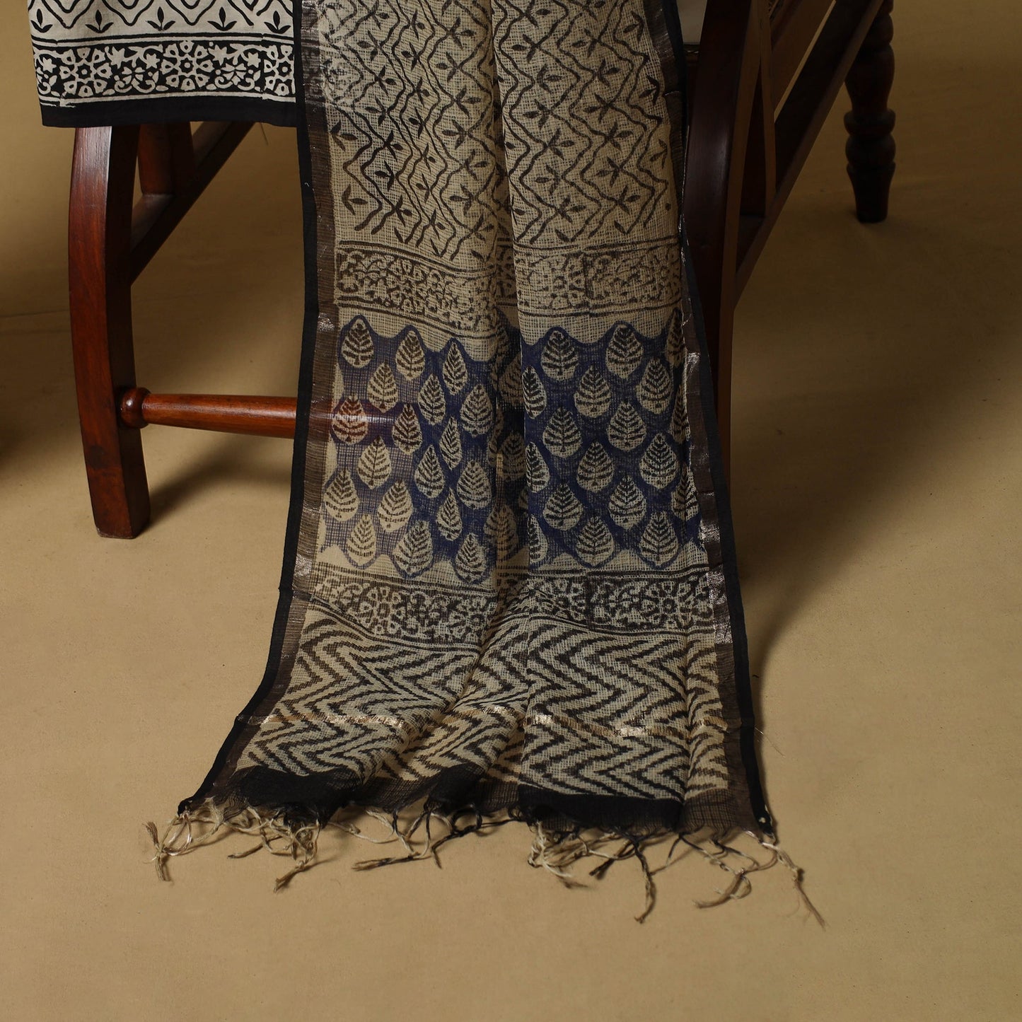 3pc kota doria cotton bagru unstitched dress material 33