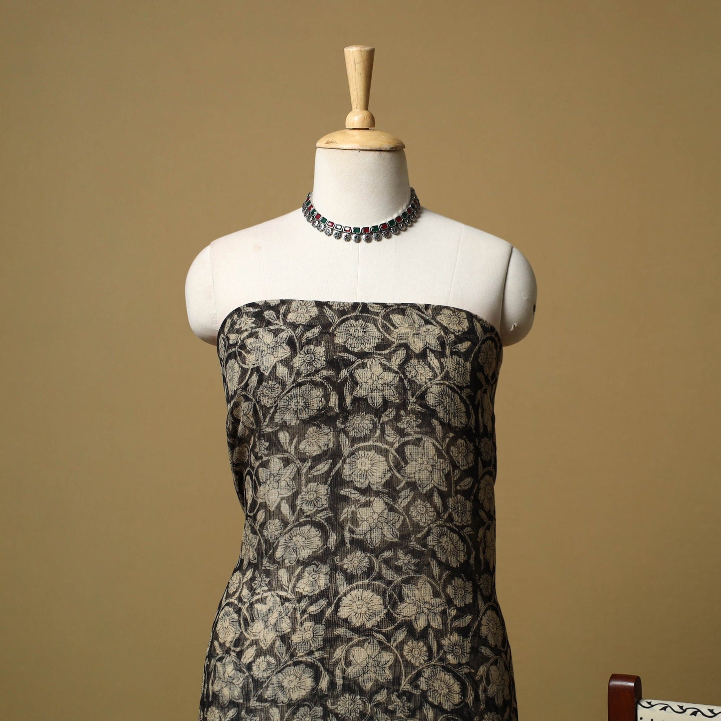 3pc kota doria cotton bagru unstitched dress material 34