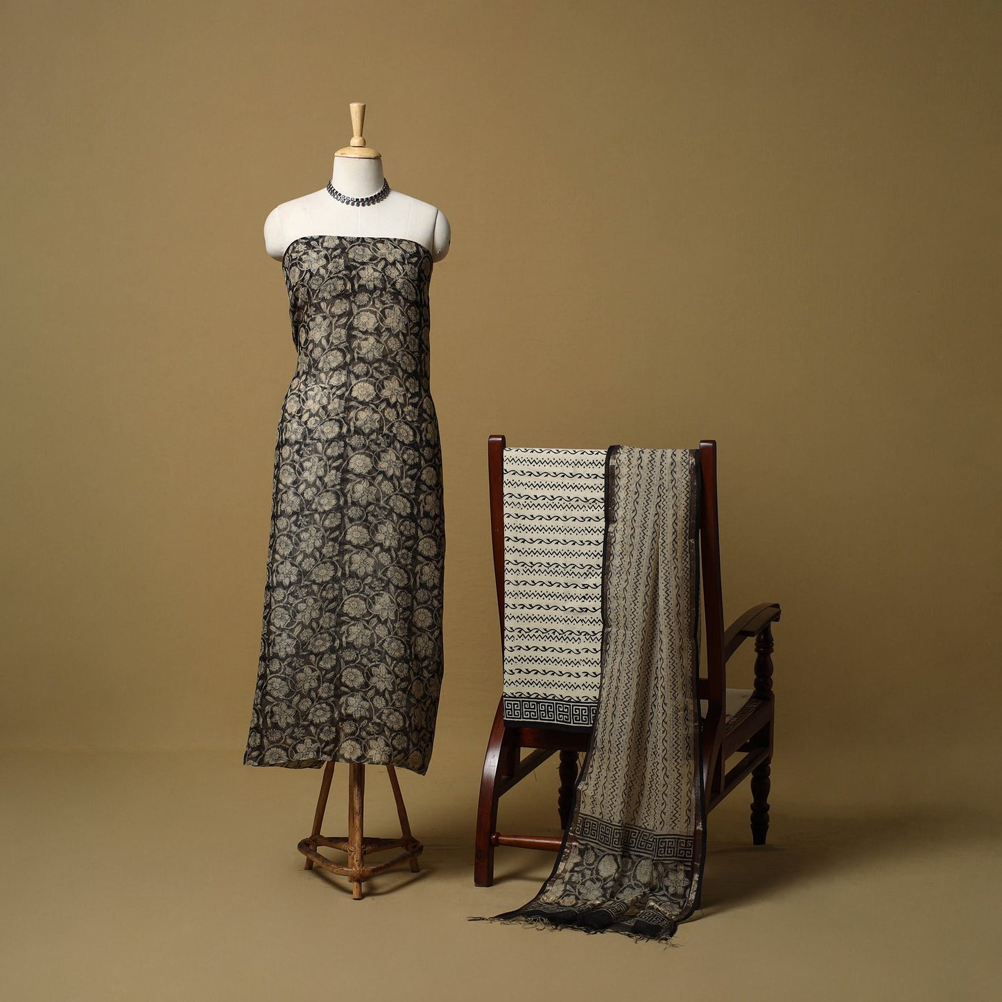 3pc kota doria cotton bagru unstitched dress material 34