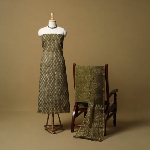 3pc kota doria cotton bagru unstitched dress material 36